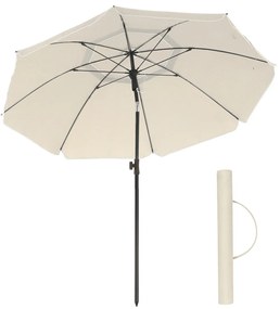 Guarda-sol para praia, jardim Ø 1,6 m com bolsa de transporte bege