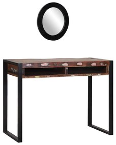 vidaXL Mesa de vestir com espelho Multicolor Madeira recuperada maciça