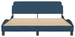 Estrutura cama c/ cabeceira sem colchão 160x200 cm tecido azul