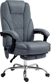 Cadeira de escritório com massagem e aquecimento, altura ajustável, encosto reclinável, comando à distância e apoio para os pés retrátil, cinzenta