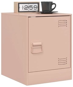 Mesas de cabeceira 2 pcs 34,5x39x44 cm aço rosa
