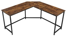 Mesa de computador em formato de L VASAGLE, mesa de canto para estudo, escritório em casa, jogos, economia de espaço, fácil montagem, design industrial, marrom rústico e preto LWD73X