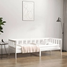 Sofá-cama 90x190 cm madeira de pinho maciça branco