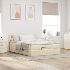 Cama otomana com colchão 140x200 cm tecido creme