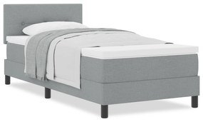 Cama Box Spring com Colchão Cinza Claro 100x200 cm Tecido