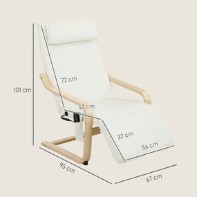 Poltrona relaxante com massagem e aquecimento, encosto alto, apoio para a cabeça e apoio para os pés, 67 x 95 x 101 cm, creme