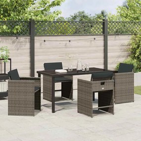 Conjunto de Jantar de Jardim com Almofadas Cinza Rattan PE