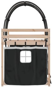 Beliche com cortinas 90x190 cm pinho maciço branco e preto