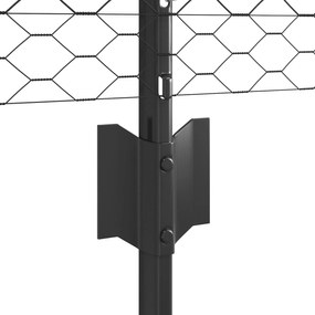 Postes de Cerca vidaXL 11 pcs U-Channel Cinza 60 cm Aço, Cerca Hexagon