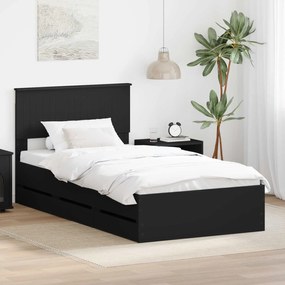 vidaXL Estrutura da Cama Preto 100 x 200 cm Madeira de Engenharia