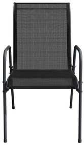 Cadeiras de jardim 4 pcs aço e textilene preto