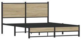 Estrutura de cama sem colchão 137x190 cm metal carvalho sonoma