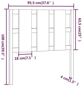 Cabeceira de cama 95,5x4x100 cm pinho maciço preto