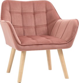 HOMCOM Poltrona Moderna Poltrona de Leitura Estofada em Veludo com Assento Amplo Pés em Madeira 67x61,5x71 cm Rosa | Aosom Portugal