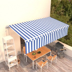 vidaXL Toldo retrátil automático com estore 6x3 m azul e branco