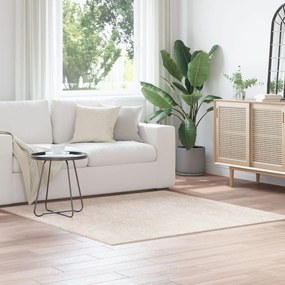Tapete shaggy de alto pelo creme 160x160 cm PP