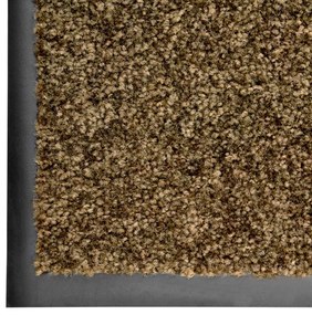Tapete de porta lavável 60x180 cm castanho