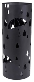 Suporte guarda-chuva metálico com ganchos e bandeja de drenagem | SONGMICS | 19,5 x 19,5 x 49 cm | preto | LUC23B.