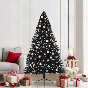 vidaXL Árvore de Natal Artificial Pré-iluminada Preto 210 cm PVC