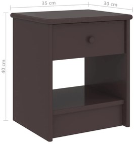 Mesa de cabeceira 35x30x40 cm pinho maciço castanho-escuro
