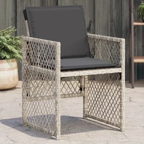 vidaXL Cadeiras de jardim com almofadões 4 pcs vime PE cinzento-claro