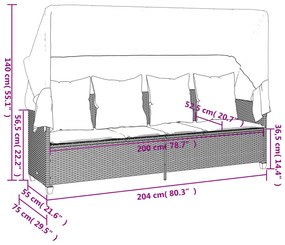 5 pcs conjunto sofás de jardim c/ almofadões vime PE cinzento