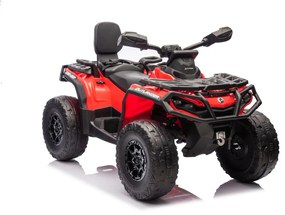 Moto 4 elétrica para crianças 12V Can Am Outlander 4x4 com controlo remoto, rodas Espuma EVA, assento couro Carga até 50Kg Vermelha