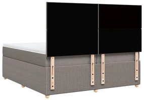 Cama com molas/colchão 200x200 cm tecido castanho-acinzentado