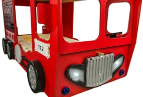 Cama para criança Beliche Camião dos Bombeiros 207 x 116 x 150  cm com Luzes LED 2 colchões e estrados incluídos Vermelho