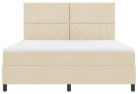 Cama com colchão e luz LED, creme - 180 x 200 cm. Feita de tecido.