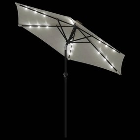 Guarda-sol jardim c/ LEDs e poste de aço 225x225x212 cm branco