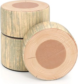 Conjunto de 3 bancos em forma de tronco de árvore para crianças, almofadas de chão com diferentes alturas, decoração natural para sala de aula ou crec