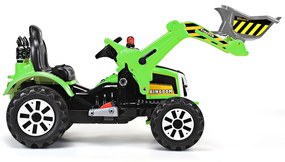 Trator Elétrico com Pá para Crianças Escavadora a Bateria com 2 Velocidades  149 x 62 x 74 cm Verde
