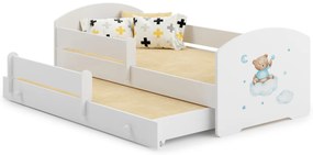 Cama infantil  dupla branca Luk 160x80 ursinho azul - colchão e estrado incluído