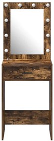 Mesa de Maquilhagem com Luzes LED Carvalho Fumado 50x41x135 cm