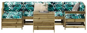 vidaXL 7 pcs conjunto sofás jardim madeira de pinho impregnada