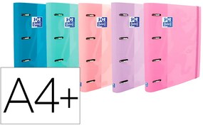 Pasta com Recarga Oxford Europeanbinder Touch Pastel 4 Argolas 35 mm Din A4+ Capa Extradura com Elásticos Cores Sortidas