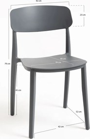 Pack 6 Cadeiras Bri - Cinza escuro