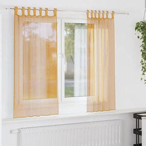 vidaXL Cortinas de voile com laços 2 pcs laranja 140x140 cm