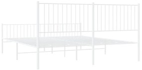 Estrutura de cama com cabeceira e pés 183x213 cm metal branco