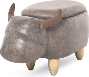 Banco em forma de vaca - Pufe em forma de vaca - Pufe em forma de touro com baú de arrumação 2 em 1 - Pernas em madeira de seringueira com revestiment