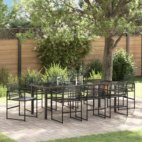 Conjunto de Jantar de Jardim de 9 Peças Vime PE Preto