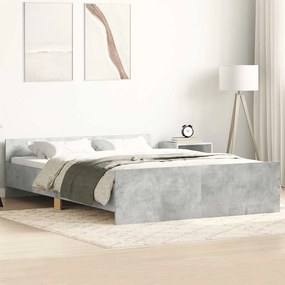 Estrutura cama c/ painéis cabeceira/pés 140x200cm cinza cimento