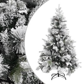 340529 vidaXL Árvore de Natal c/ flocos de neve e pinhas 120 cm PVC e PE