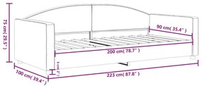 Sofá-cama 90x200 cm tecido cinzento-claro