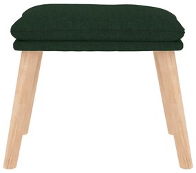 Cadeira de descanso com banco tecido verde-escuro