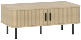 HOMCOM Mesa de Centro para Sala de Estar Mesa Auxiliar com 2 Portas de Correr 2 Compartimentos e Pés de Aço 100x55x40 cm Carvalho | Aosom Portugal