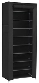 Organizador de calçado com 10 prateleiras em tecido | SONGMICS | 58 x 28 x 162 cm | preto | RXJ10H.