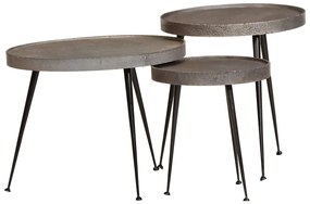 vidaXL Mesas de centro 3 pcs derivados de madeira prateado