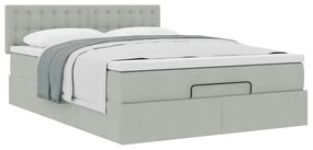 Estrutura de cama otomana com colchão 140x200 cm cinzento claro